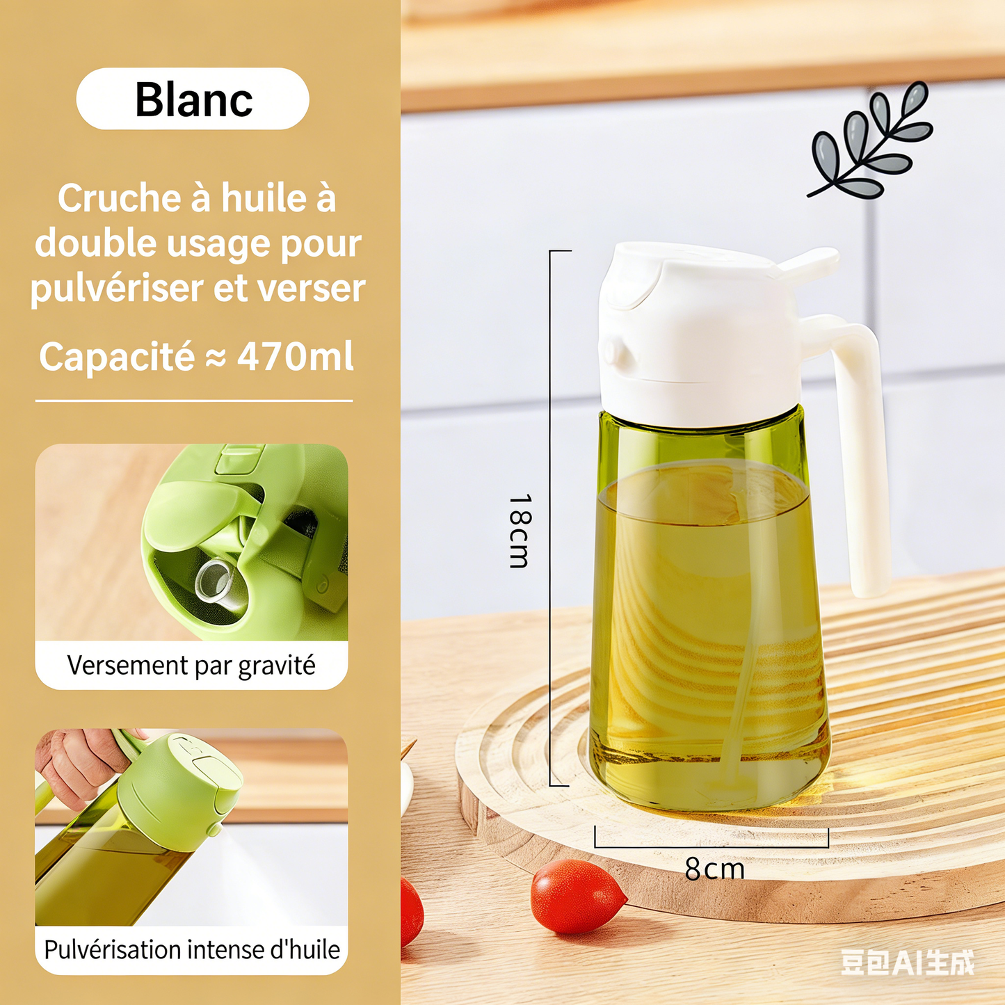 🧴 50% DE RÉDUCTION ! ✨ Pulvérisateur et Distributeur d‘Huile en Verre 2 en 1 – Design Élégant, Contrôle du Débit & Facile à Nettoyer 🫙