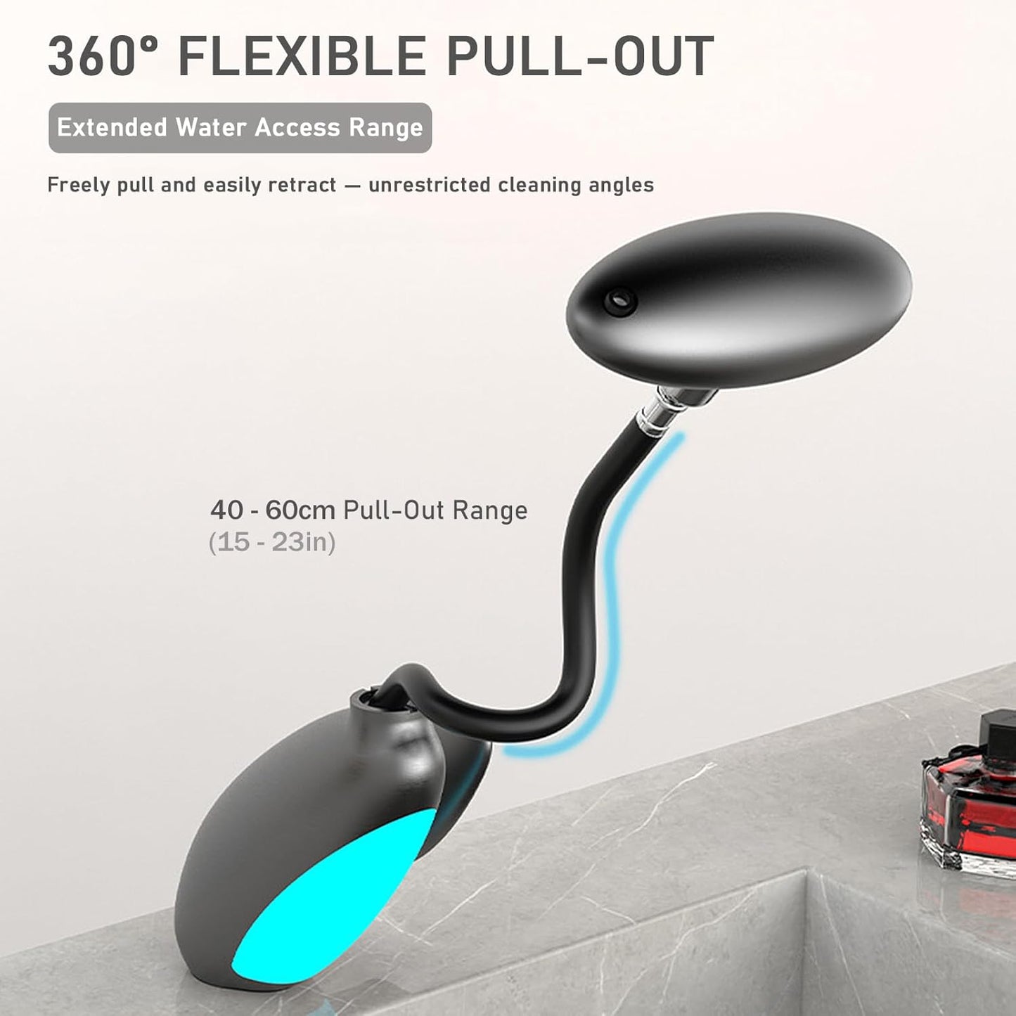 🌊 Robinet de lavabo extractible pivotant à 360° avec 4 modes de débit d'eau et éclairage LED