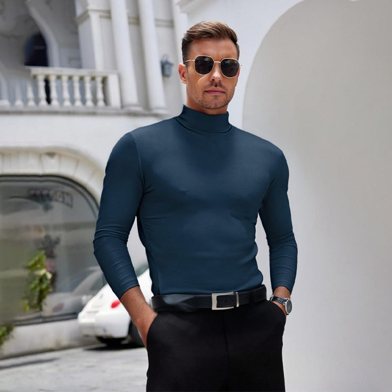 T-shirt à manches longues et col montant pour hommes