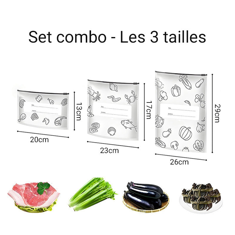 🥢Sac de Conservation en Aluminium Reutilisable et Fermable🌍Parfait pour Stocker et Protéger Vos Aliments!