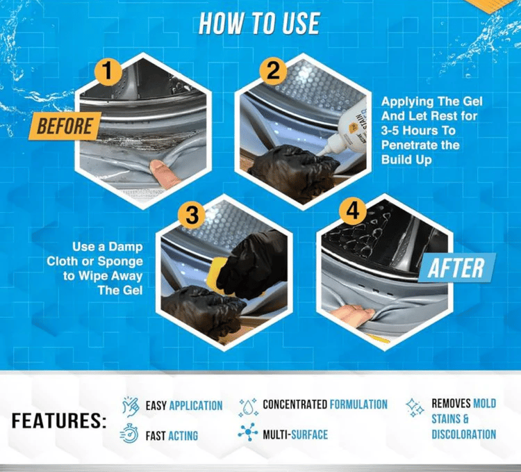🔥VENTE LIMITÉE 50 % DE RÉDUCTION !!💥Gel anti-moisissure avec brosse à récurer – Nettoyant puissant contre les taches de moisissure pour joints de lave-linge, joints de douche, joints de carrelage et salle de bain