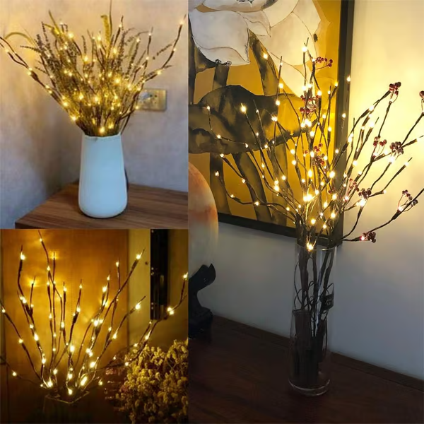 🌟Lumières LED en forme de branche de saule à piles