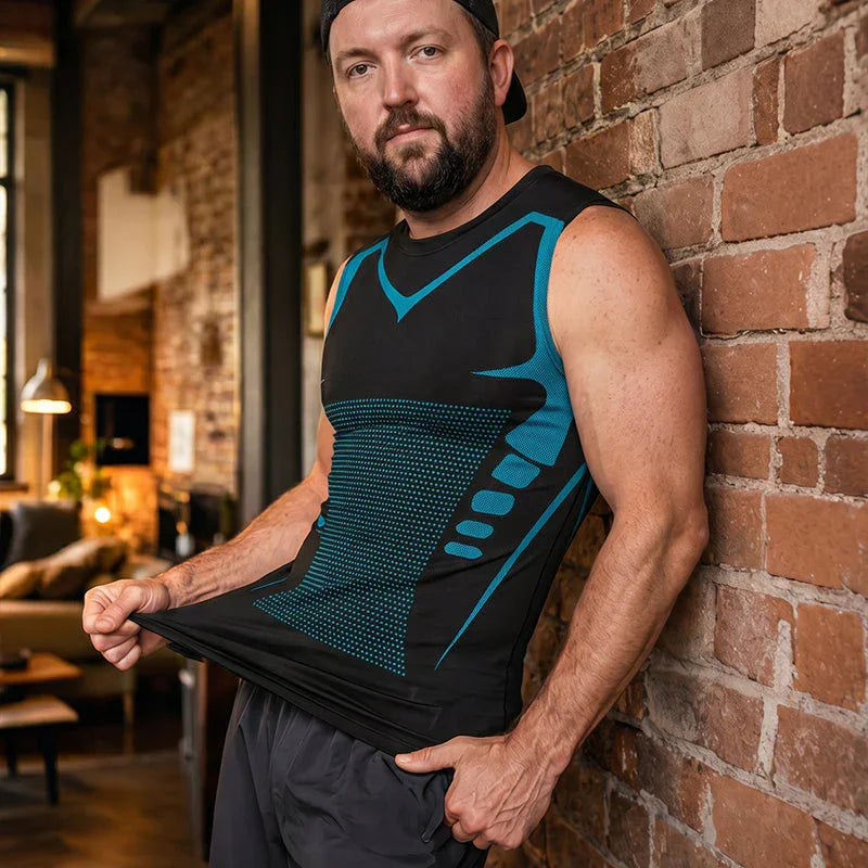 🌀🍃 OFFRE LIMITÉE 50% DE RÉDUCTION! Gilet Amincissant Ionique pour Homme – Compression Rafraîchissante et Légère, Totalement Invisible, Affine le Torse pour Une Allure Plus Nette ❄️✅