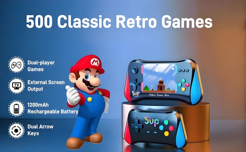 🎮 Console Portable Rétro 500-en-1 - Grand Écran 3,5 Pouces + 500 Jeux Préchargés
