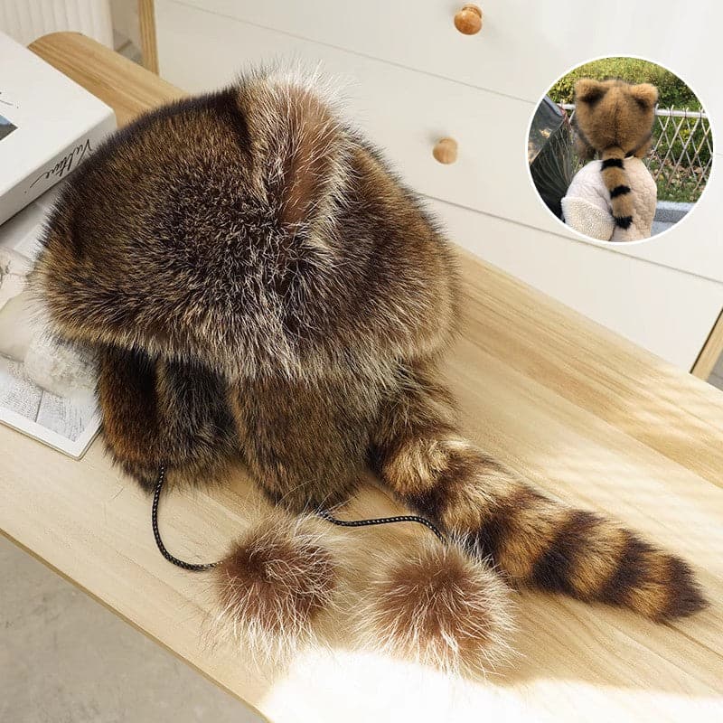 ✨ 50 % DE RÉDUCTION MAINTENANT ! ✨Chapeau en peluche parent-enfant avec fausse queue de raton laveur