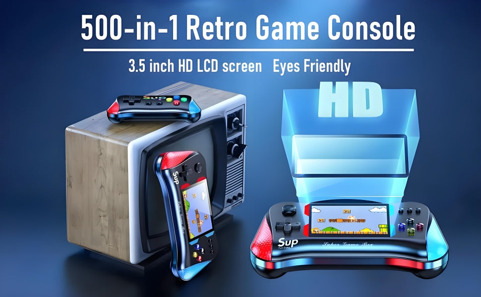 🎮 Console Portable Rétro 500-en-1 - Grand Écran 3,5 Pouces + 500 Jeux Préchargés