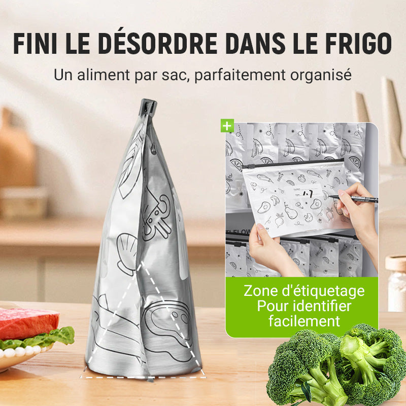 🥢Sac de Conservation en Aluminium Reutilisable et Fermable🌍Parfait pour Stocker et Protéger Vos Aliments!