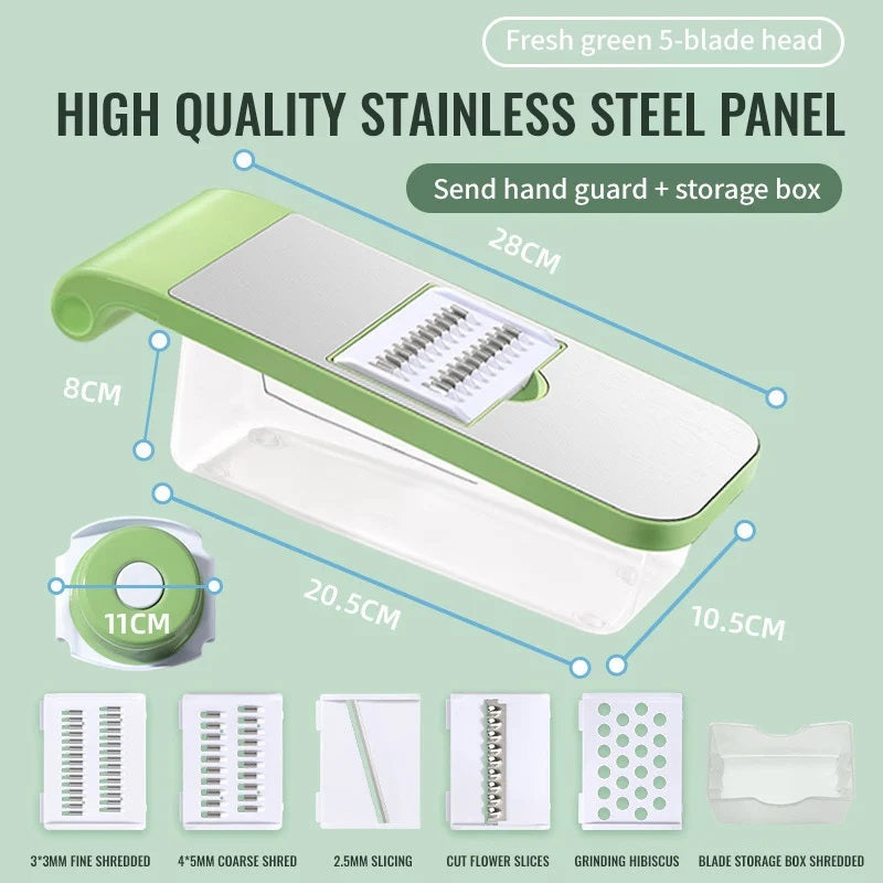 🎁50 % DE RÉDUCTION 🍓 Coupe-légumes multifonctionnel – 5 lames interchangeables, gain de temps & sécurité maximale ✨🥕