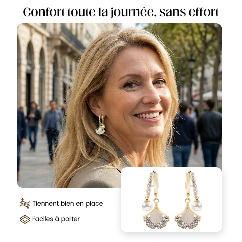 Boucles d'oreilles délicates en forme de feuille de ginkgo pour femmes