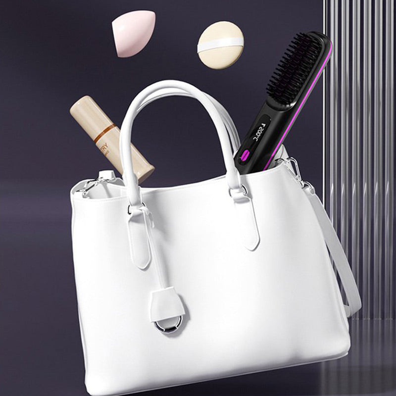 🔥 Offre spéciale : 50 % de réduction 💁‍♀️ Peigne lissant chauffant sans fil en céramique