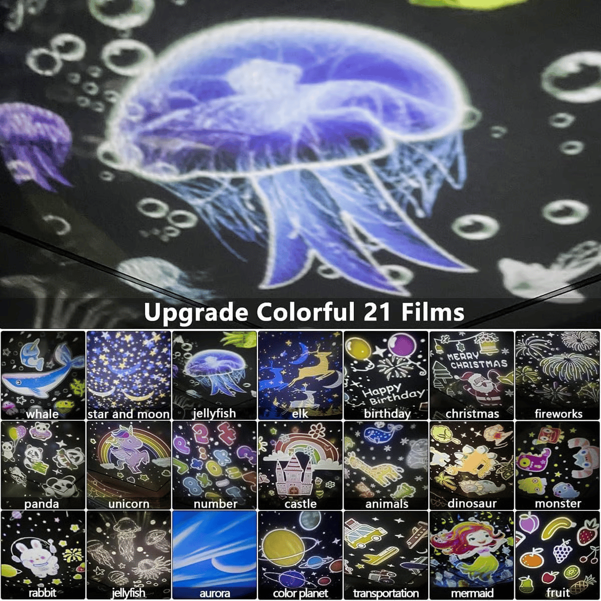 🎄Projecteur de veilleuse pour enfants avec 15 films 🔋Chargement Type-C