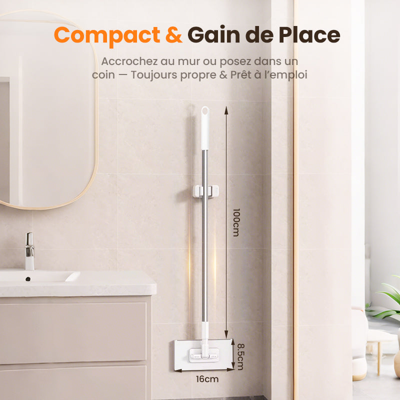 🔥 50% DE RÉDUCTION 🧹 Serpillère Réutilisable – Pince Biomimétique Auto-Serrante, Manche Télescopique 100 cm, Rotation 360° & Écologique (Multi-Surfaces) !