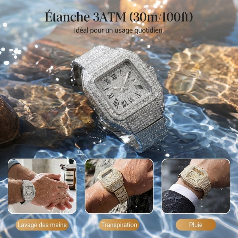 ⌚ 57% de réduction! ✨ Montre Carrée En Strass – Élégante, Brillante & Cadeau Parfait 💝