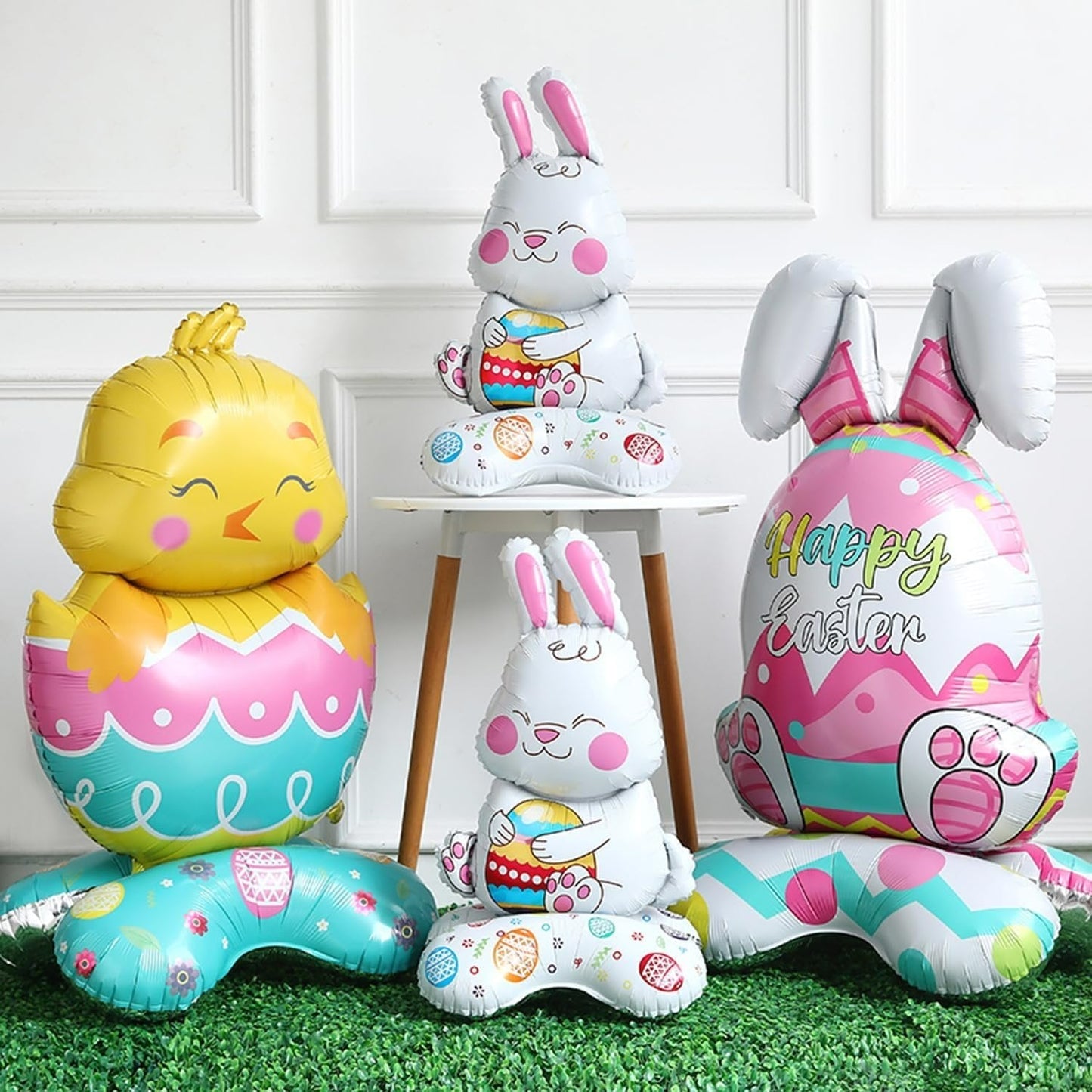 🎁Soldes de Pâques pour les lève-tôt🐰Ballon géant 3D en forme de lapin debout, autoportant, pour une ambiance festive