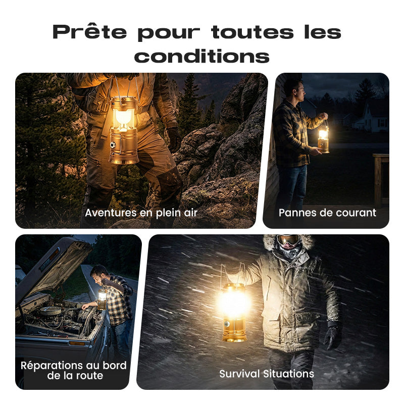 Lampe de camping rétractable à énergie solaire