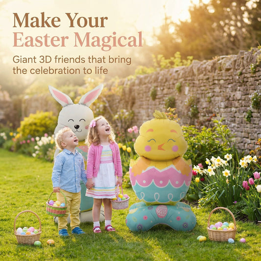 🎁Soldes de Pâques pour les lève-tôt🐰Ballon géant 3D en forme de lapin debout, autoportant, pour une ambiance festive