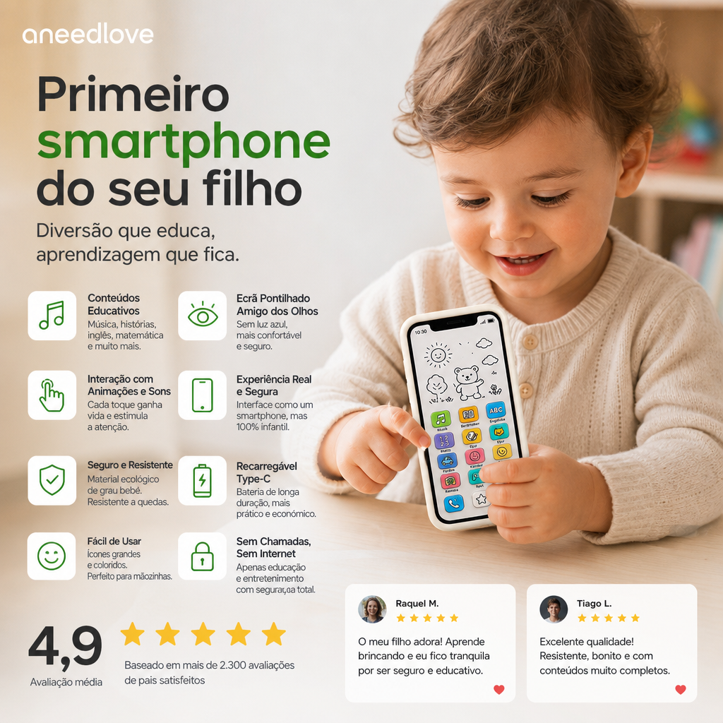 📱 50% DE DESCONTO – Smartphone Educativo para Crianças | Pedagógico, protege os olhos & ideal para aprendizagem ✨👶