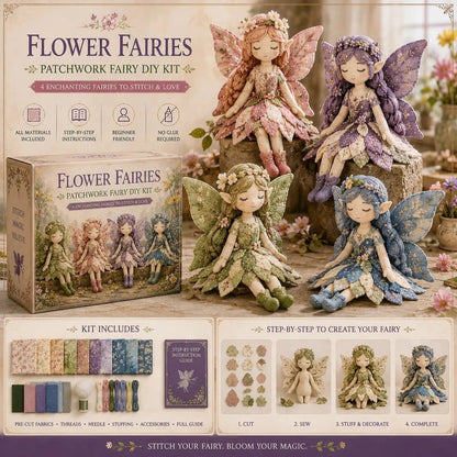🧚‍♀️ 50% DE RÉDUCTION – Kit DIY de patchwork féerique – 4 fées uniques – adapté aux débutants – cadeau parfait – Achetez 2, livraison gratuite