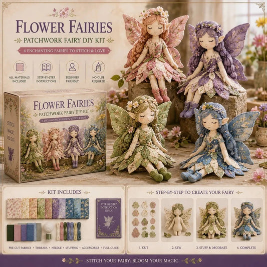 🧚‍♀️ 50% DE RÉDUCTION – Kit DIY de patchwork féerique – 4 fées uniques – adapté aux débutants – cadeau parfait – Achetez 2, livraison gratuite