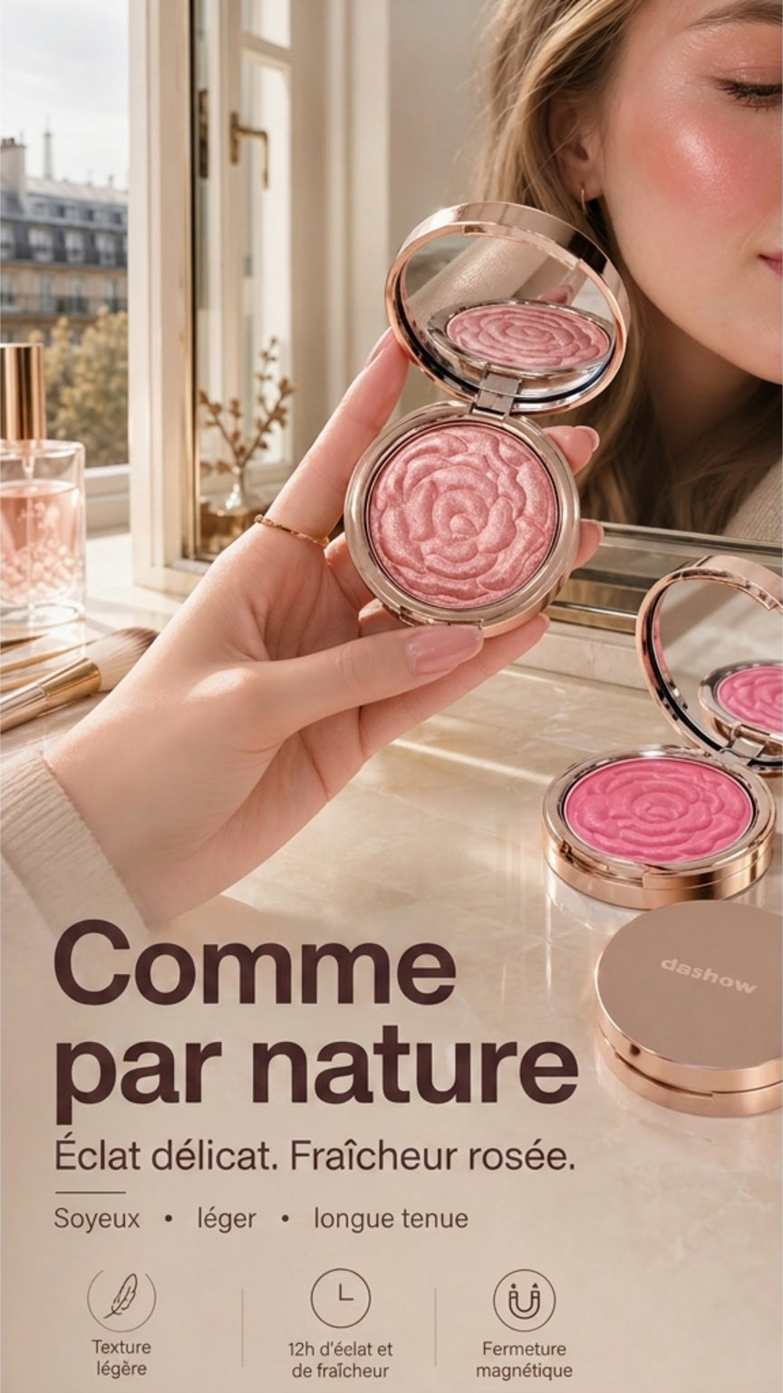 Fard à joues en poudre à motif floral embossé