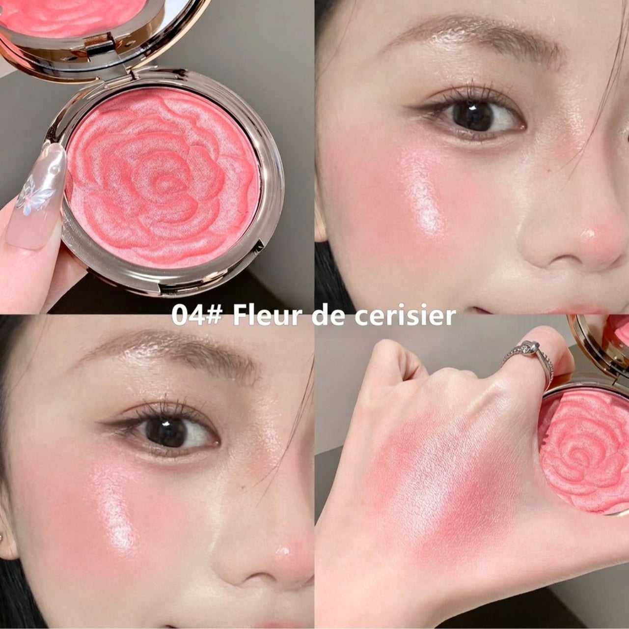 Fard à joues en poudre à motif floral embossé
