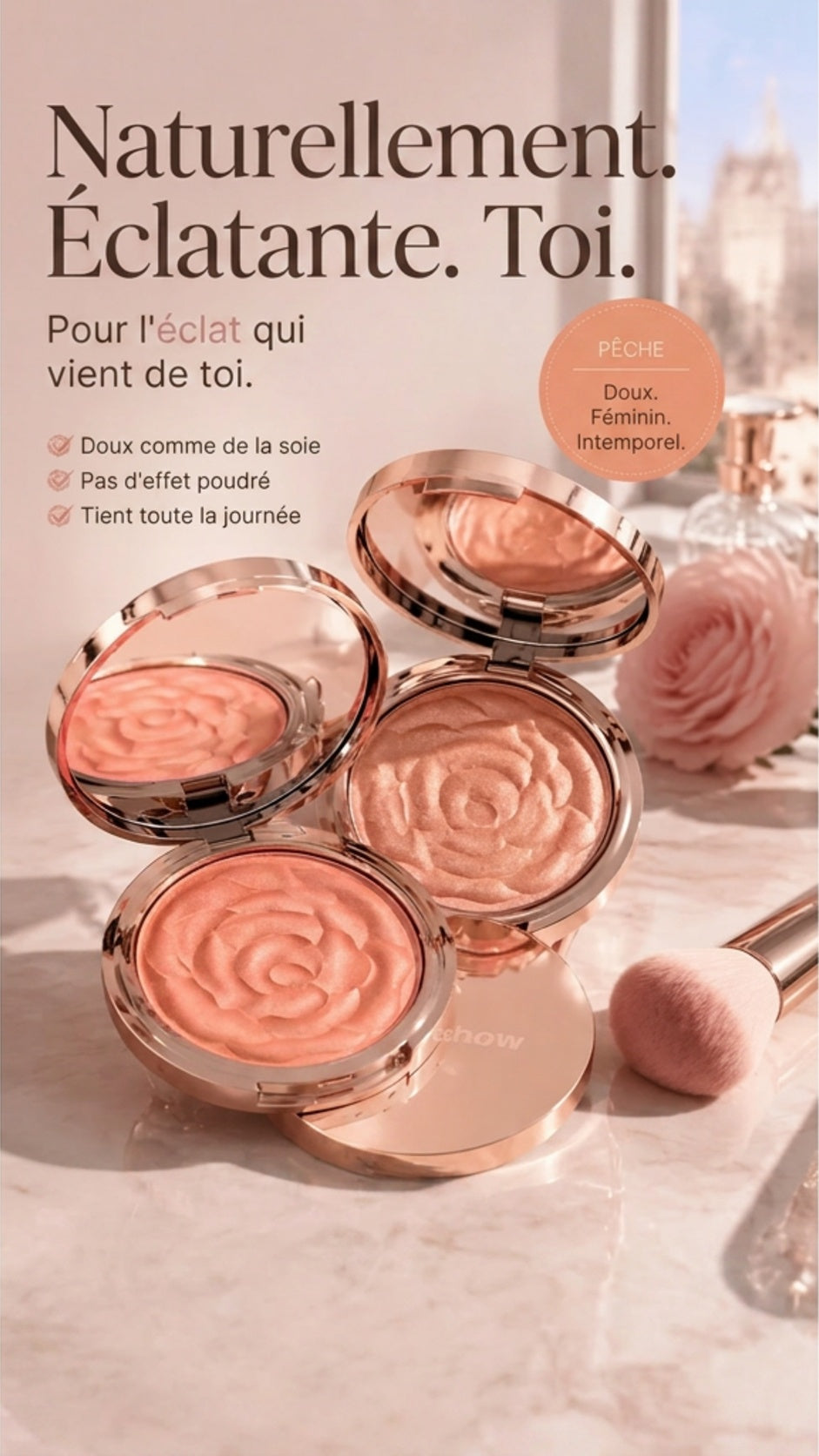 Fard à joues en poudre à motif floral embossé