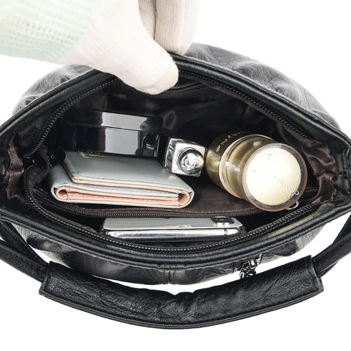 📣🎊Sac à main en cuir souple à seau plissé simple et décontracté à la mode