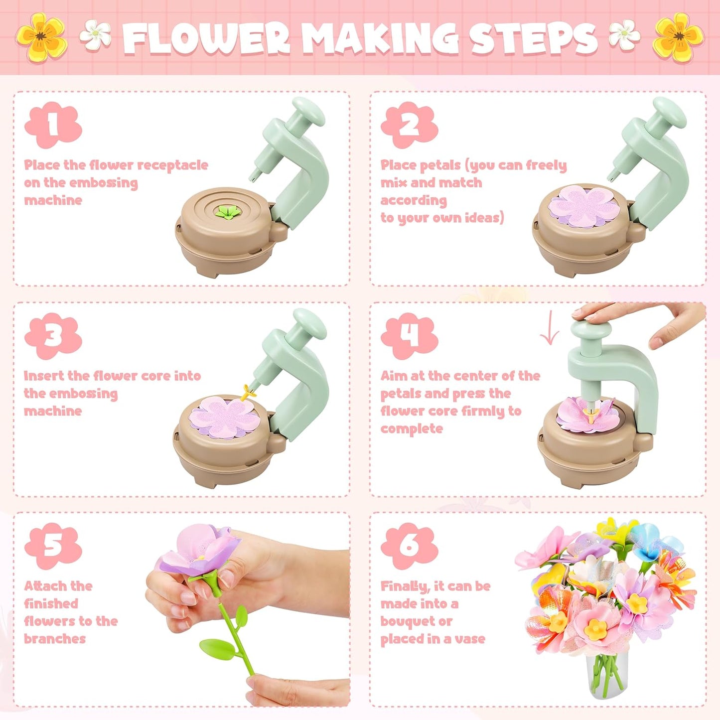 🔥Dernier jour de soldes 50 % DE RÉDUCTION🔥Bouquets de fleurs en tissu Jouets - Créez votre bouquet de fleurs,  Activité éducative Cadeaux d'anniversaire pour enfants d'âge préscolaire