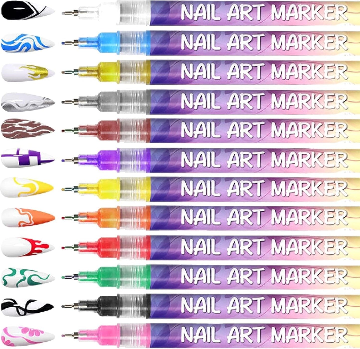 🎨 50% DE RÉDUCTION! ⏳ Coffret de 12 Stylos pour Nail Art – Créations Précises et Élégantes ✨