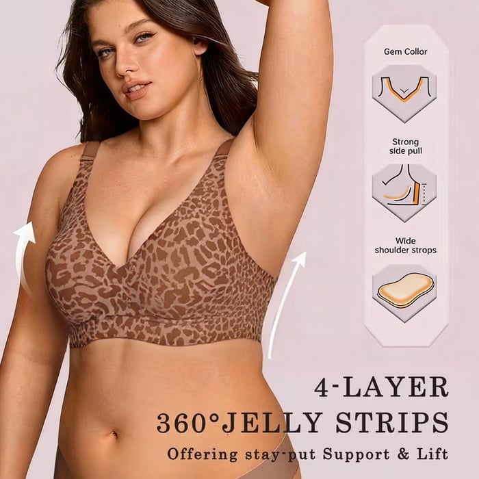 🏆DERNIER JOUR DE VENTE : 49 % DE RÉDUCTION 🔥Soutien-gorge en gelée imprimé léopard ultra-raffermissant | Soutiens-gorge sans armatures pour femmes 👍Fini l’affaissement de la poitrine