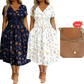 🌺👗Damenkleid mit V-Ausschnitt, Blumenmuster und gedrehter Taille