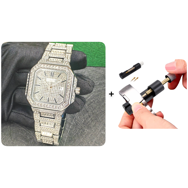 ⌚ 57% de réduction! ✨ Montre Carrée En Strass – Élégante, Brillante & Cadeau Parfait 💝