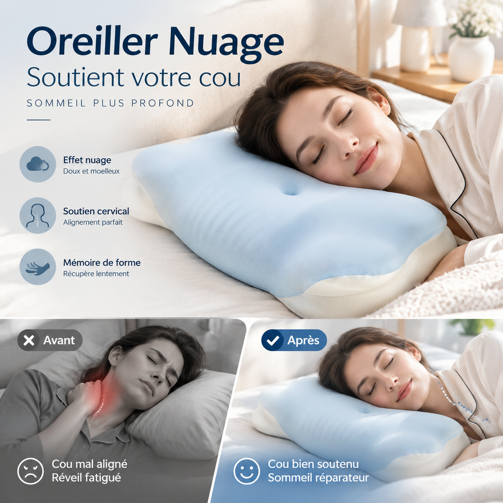 🏅Oreiller d'hôtel pour adultes, conçu pour protéger les vertèbres cervicales et favoriser le sommeil