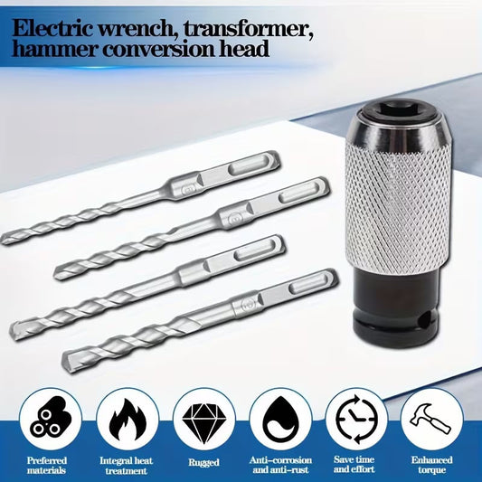 🔨 ACHETEZ 2, OFFERT 1 ! 🎁 Adaptateur pour Marteau Perforateur – Compatibilité Universelle, Fixation Rapide & Idéal avec Jeu de Forets à Percussion ⚙️📦