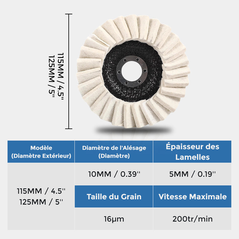 🎁Achetez 4 Obtenez 6 Gratuit ✨Disque de Polissage à Lamelles en Feutre de Laine