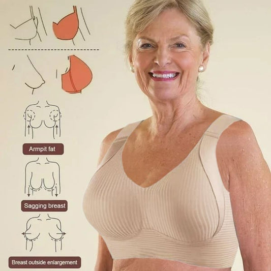 🎁VENTE EXCEPTIONNELLE 2026💕Soutien-gorge sans coutures à rayures subtiles avec soutien en W – Confort et style !