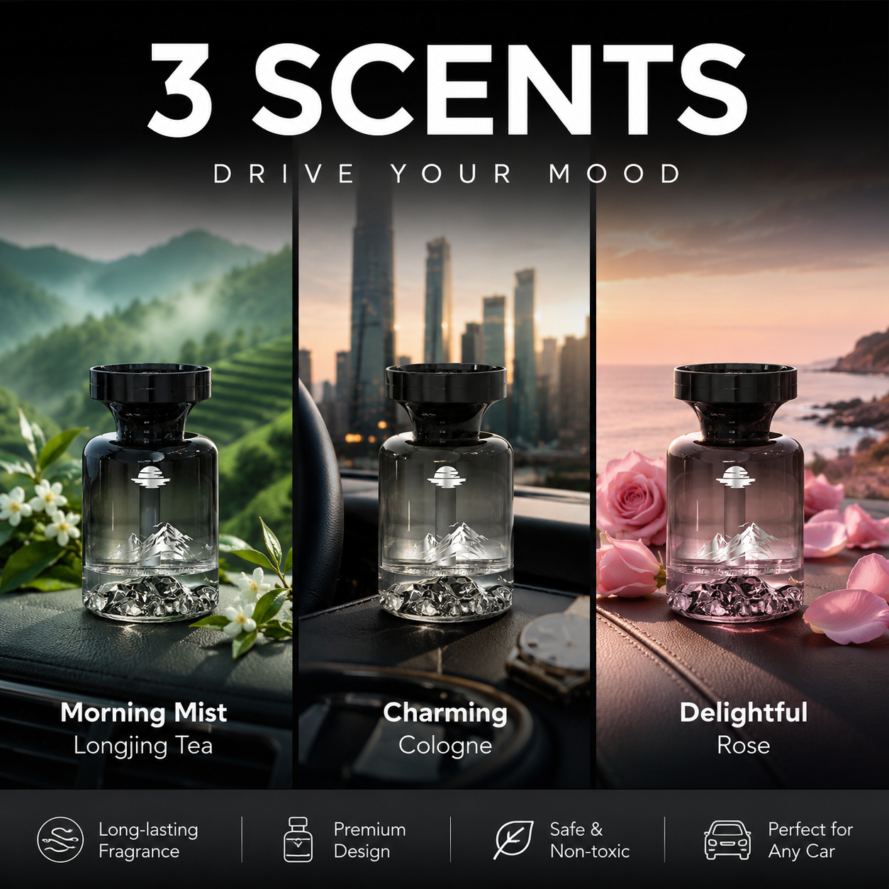 🥳SOLDES 2026🥳🌿 50 % DE RÉDUCTION !🚗 Désodorisant longue durée pour voiture, 110 ml – À base d'extraits naturels de plantes, élimine les odeurs de fumée et d'animaux. Des semaines de fraîcheur. Motif montagne. Respirez à pleins poumons ! 💨✨