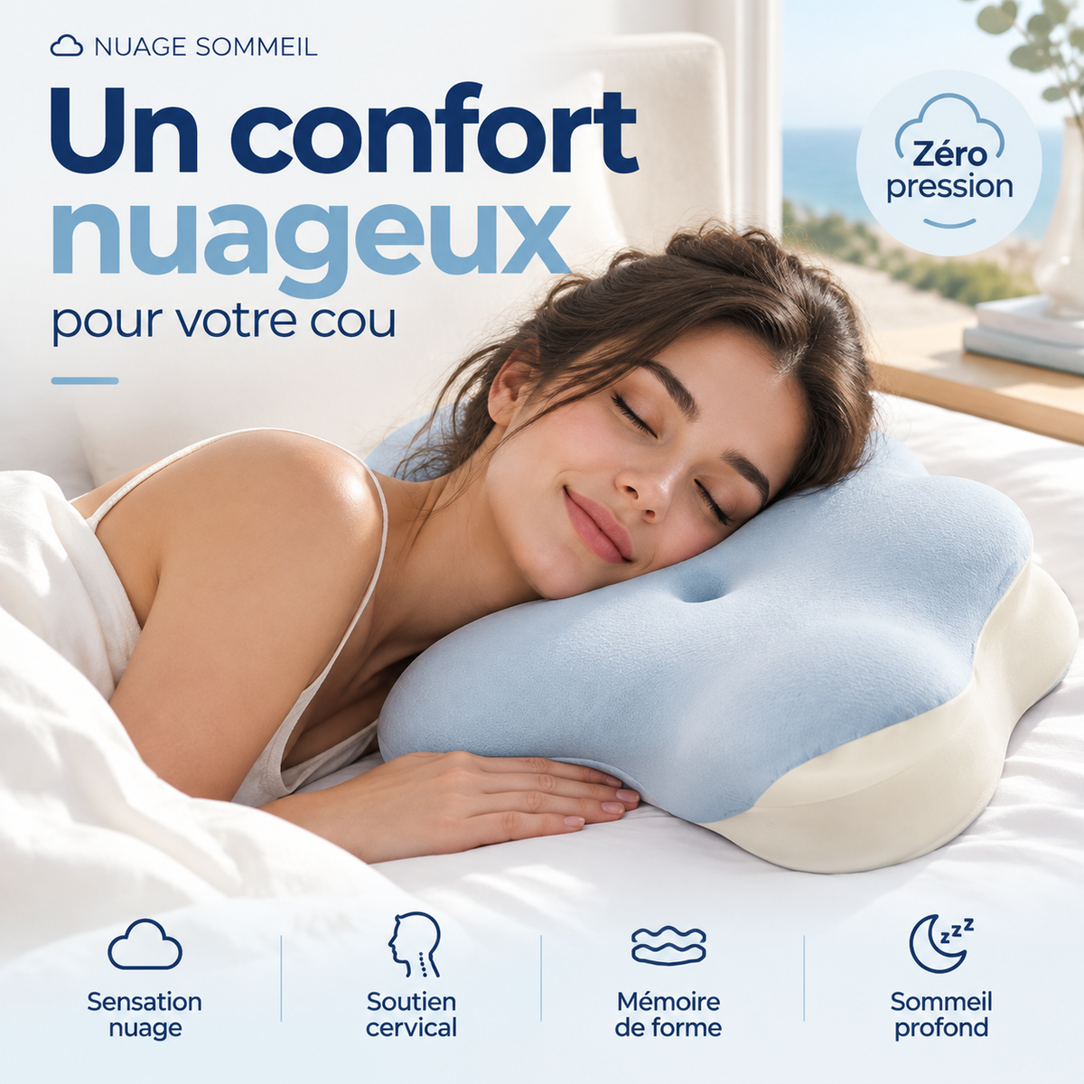 🏅Oreiller d'hôtel pour adultes, conçu pour protéger les vertèbres cervicales et favoriser le sommeil