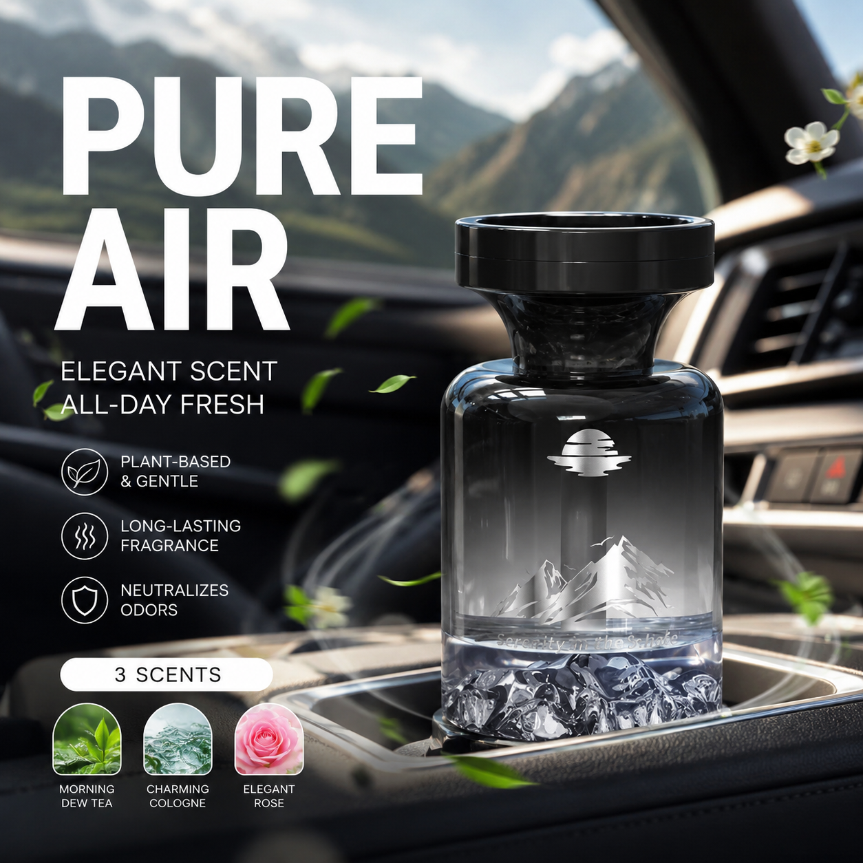 🥳SOLDES 2026🥳🌿 50 % DE RÉDUCTION !🚗 Désodorisant longue durée pour voiture, 110 ml – À base d'extraits naturels de plantes, élimine les odeurs de fumée et d'animaux. Des semaines de fraîcheur. Motif montagne. Respirez à pleins poumons ! 💨✨