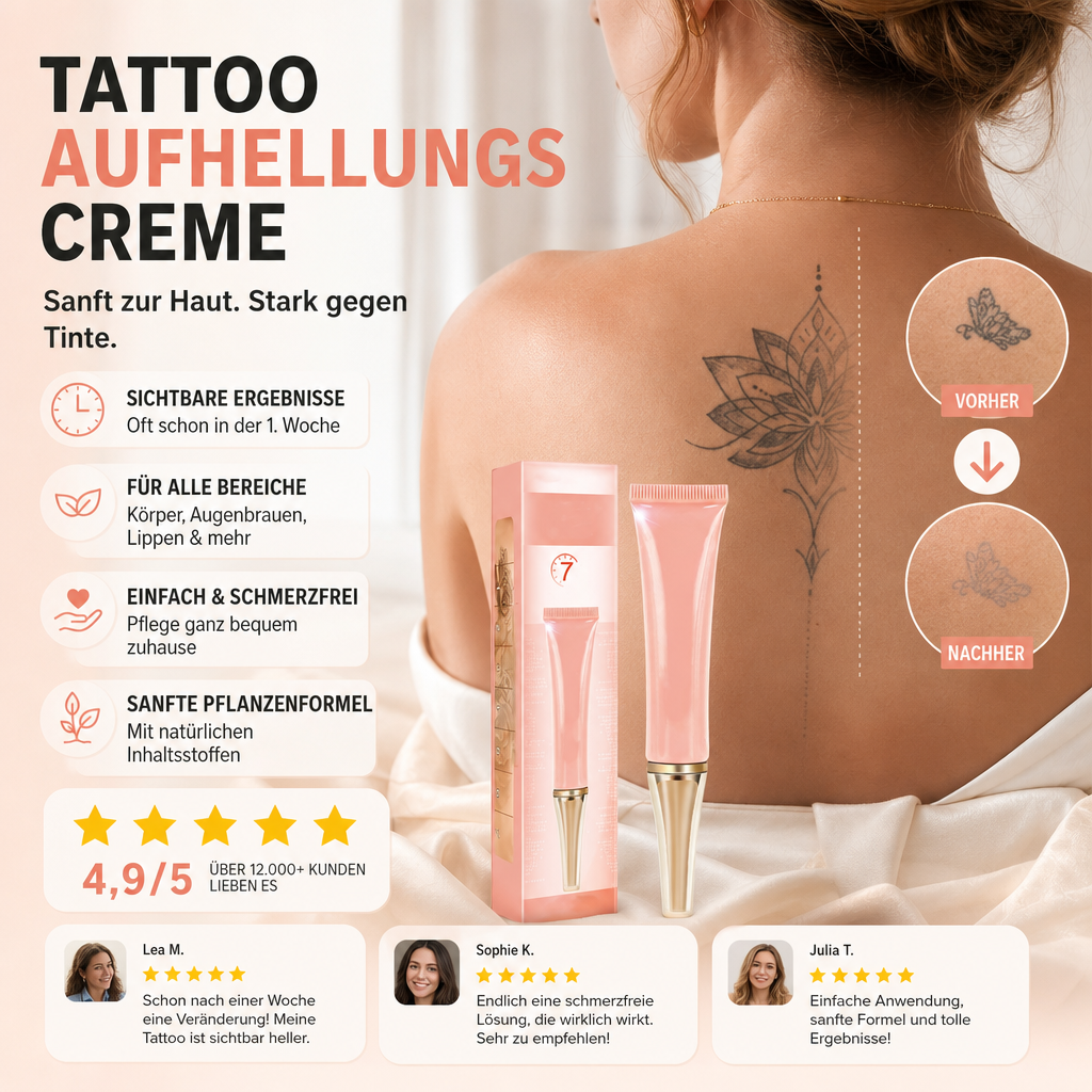 Crème éclaircissante pour tatouages douce, efficace et polyvalente