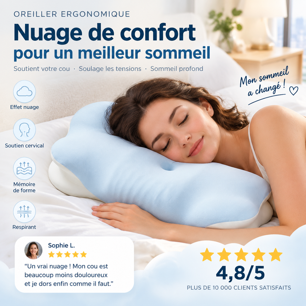 🏅Oreiller d'hôtel pour adultes, conçu pour protéger les vertèbres cervicales et favoriser le sommeil