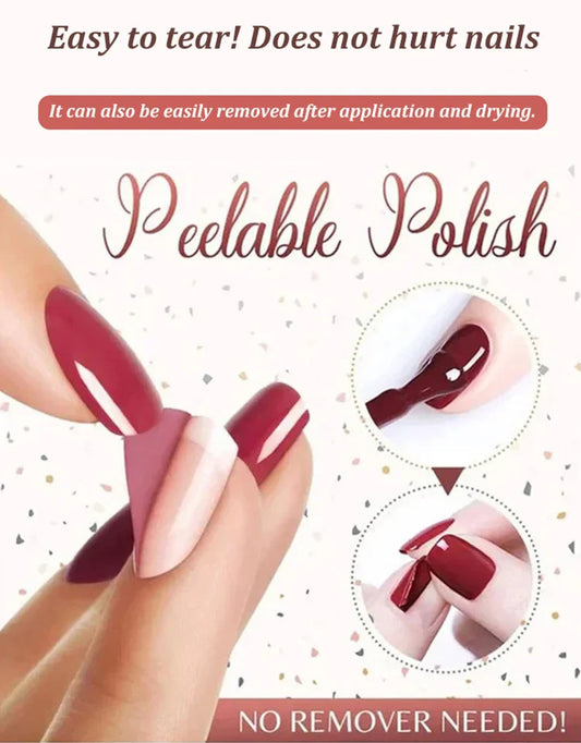 Ice-clear nude water-based nail polish - no baking required, peelable!