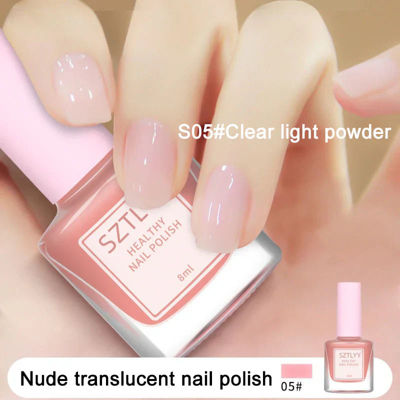 Ice-clear nude water-based nail polish - no baking required, peelable!