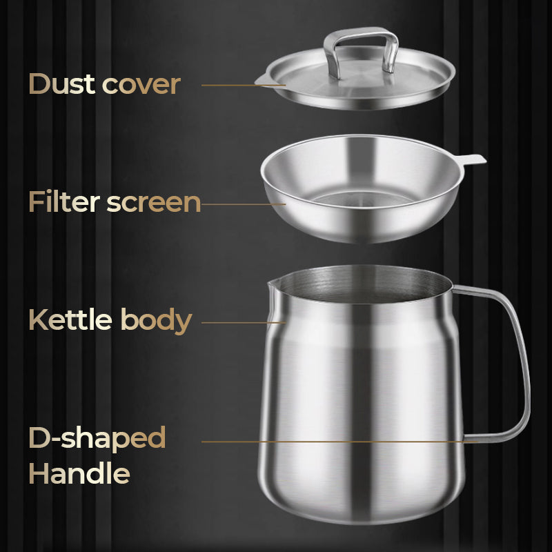 📢🍟✨ PROMO -50% ! Récipient Filtre à Huile en Acier Inox 304 – Grande Capacité, 3-en-1 & Bec Verseur (1,5L/2L, avec/sans Panier)