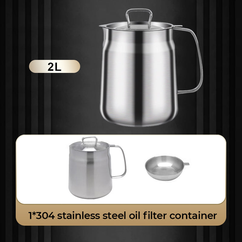📢🍟✨ PROMO -50% ! Récipient Filtre à Huile en Acier Inox 304 – Grande Capacité, 3-en-1 & Bec Verseur (1,5L/2L, avec/sans Panier)