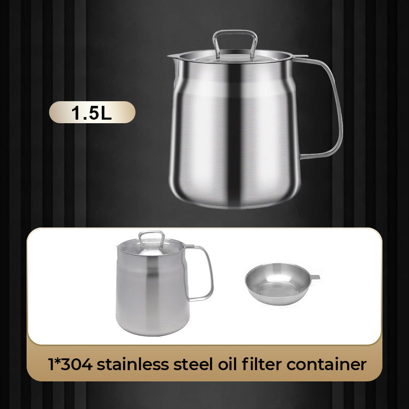 📢🍟✨ PROMO -50% ! Récipient Filtre à Huile en Acier Inox 304 – Grande Capacité, 3-en-1 & Bec Verseur (1,5L/2L, avec/sans Panier)