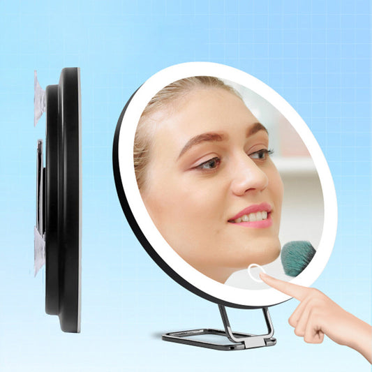 Miroir de maquillage lumineux rechargeable avec grossissement