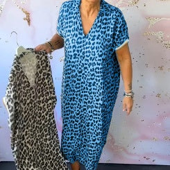 🌸Offres spéciales printemps💐 Robe ample à col en V et imprimé léopard pour femme