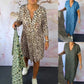 🌸Offres spéciales printemps💐 Robe ample à col en V et imprimé léopard pour femme