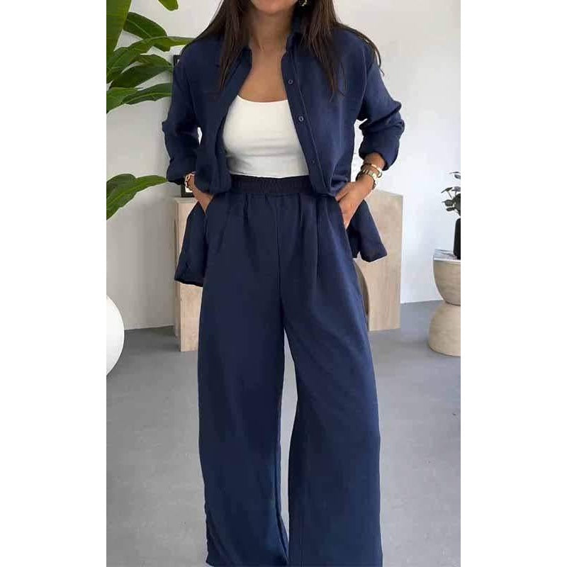 👚 60% DE RÉDUCTION! 🌸 Ensemble Deux Pièces pour Femme – Chemise Ample & Pantalon Large, Look Décontracté & Confortable au Quotidien 💃